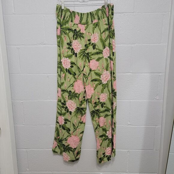 Linen Summer Boho Festival Wide Leg Tropical Floral Pants - Picture 2 of 11